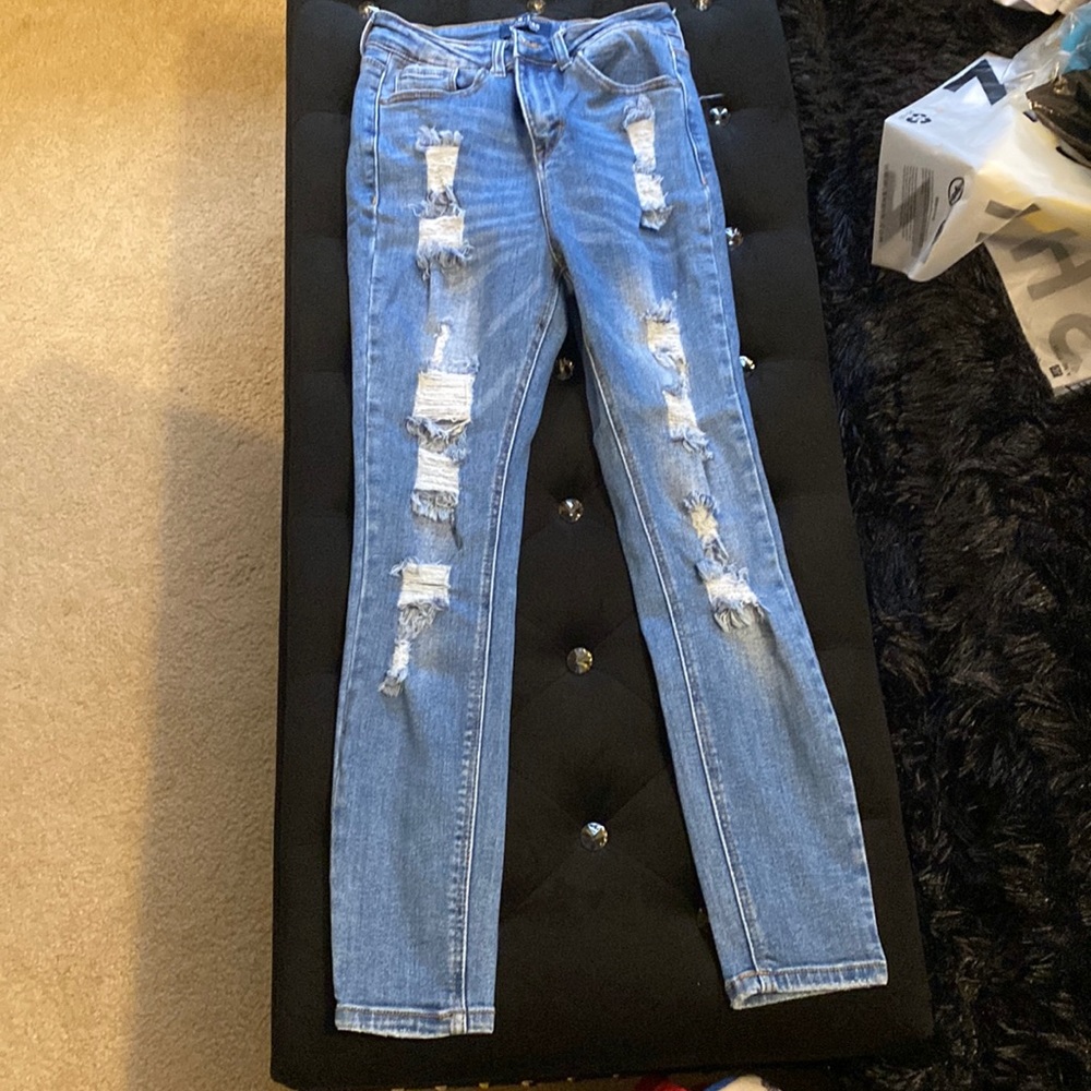 Distressed Blue Jeans